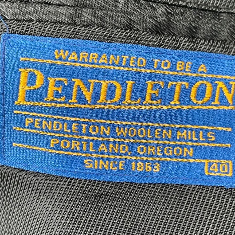 Pendleton Blazer Mens 40 Houndstooth Wool Blend Two Button Sport Coat Jacket